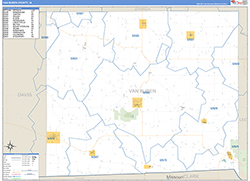 Van Buren County, IA Wall Map Zip Code Basic Style 2026